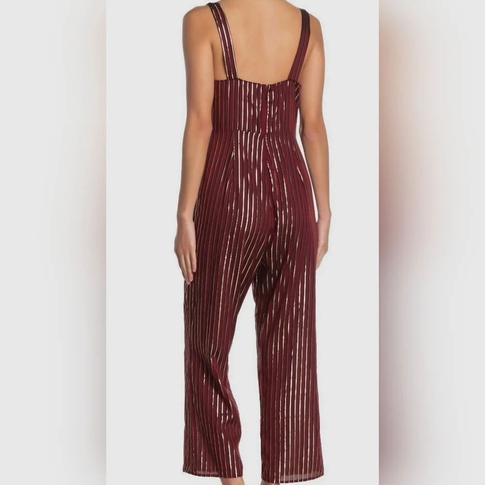 NWT Show Me Your MuMu Yvonne Metallic Striped Jumpsuit Size Small